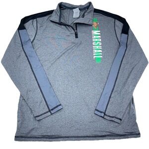 Marshall‎ Thundering Herd Shirt Men Medium Gray Pullover Quarter Zip Active Run